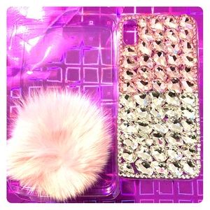 iPhone XS Max diamond phone case with Pom Pom